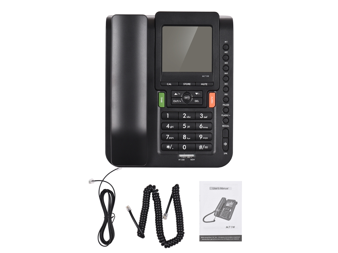 Telefone Fixo De Mesa Com Fio M71w Para Casa E Escritório Com Sistema Duplo Dtmf/fsk, Memória Para 99 Chamadas Entrantes E 18 Chamadas Saídas