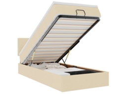 Cama Otomana com Colchão Leds 90x200 Cm Tecido Creme MAISON EXCLUSIVE