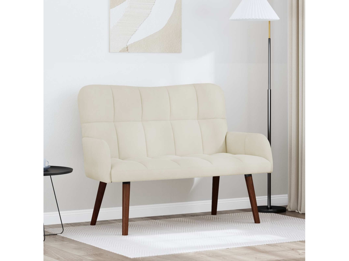 Vidaxl Sofá Para 2 Pessoas Creme 115 X 61 X 87 Cm Veludo