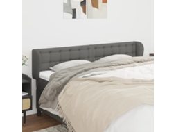 Vidaxl Cabeceira De Cama C/ Abas Tecido 183x23x78/88cm Cinzento-escuro