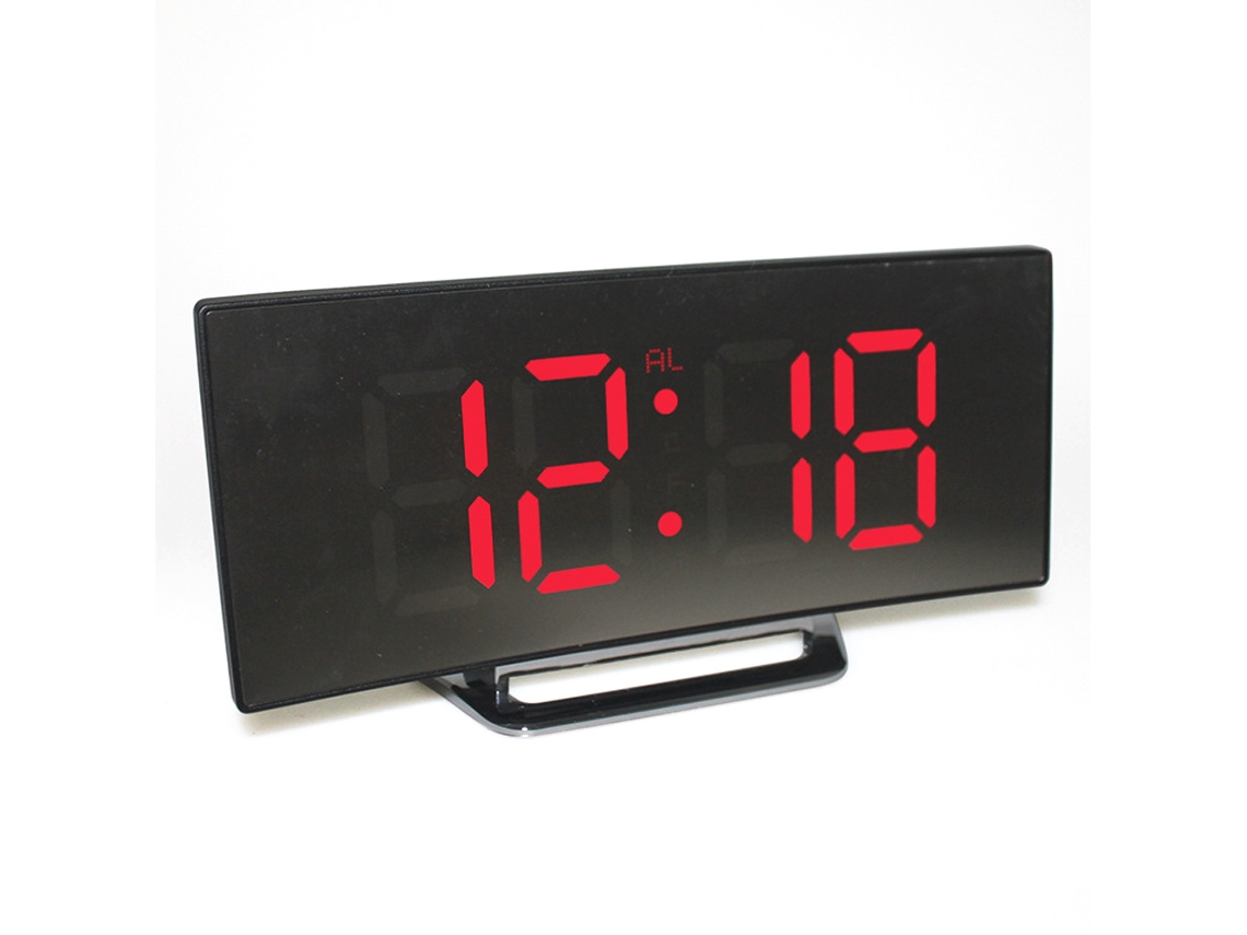 Despertador Digital Led com Espelho Usb Duplo Soneca Fácil RNEMITERY