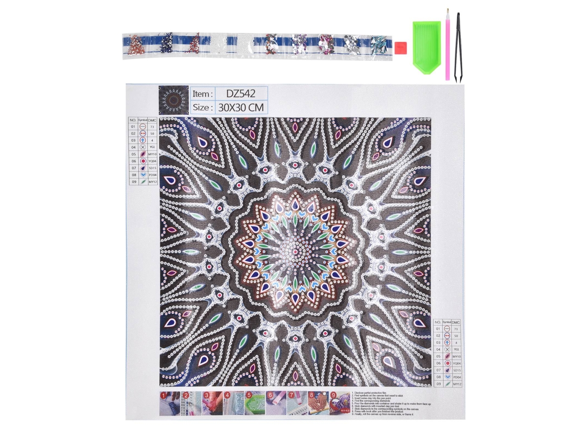 Pintura com Diamantes Diy 5d Decorativa Lona 30x30cm para Casa Restaurante Escritório Bar