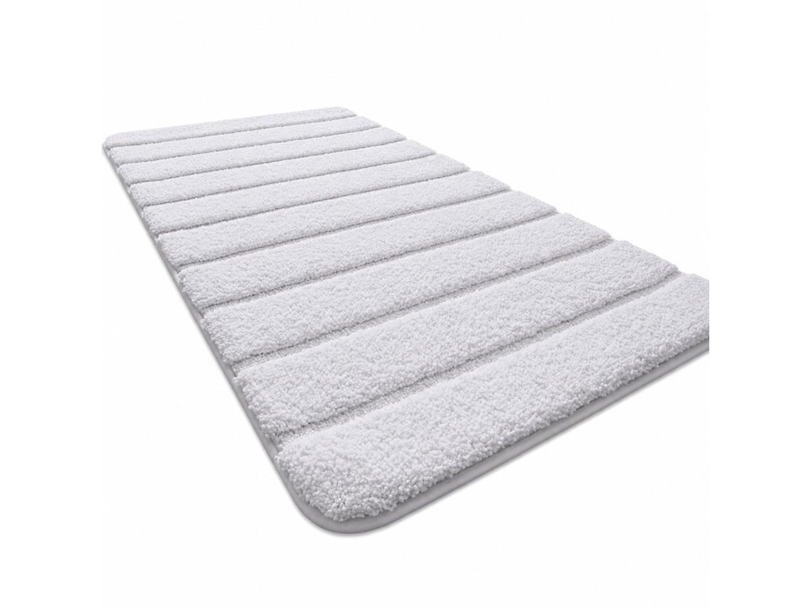 Tapete De Banho Absorvente Antiderrapante Lavável Chuveiro 16x24", Verde-azulado E Branco
