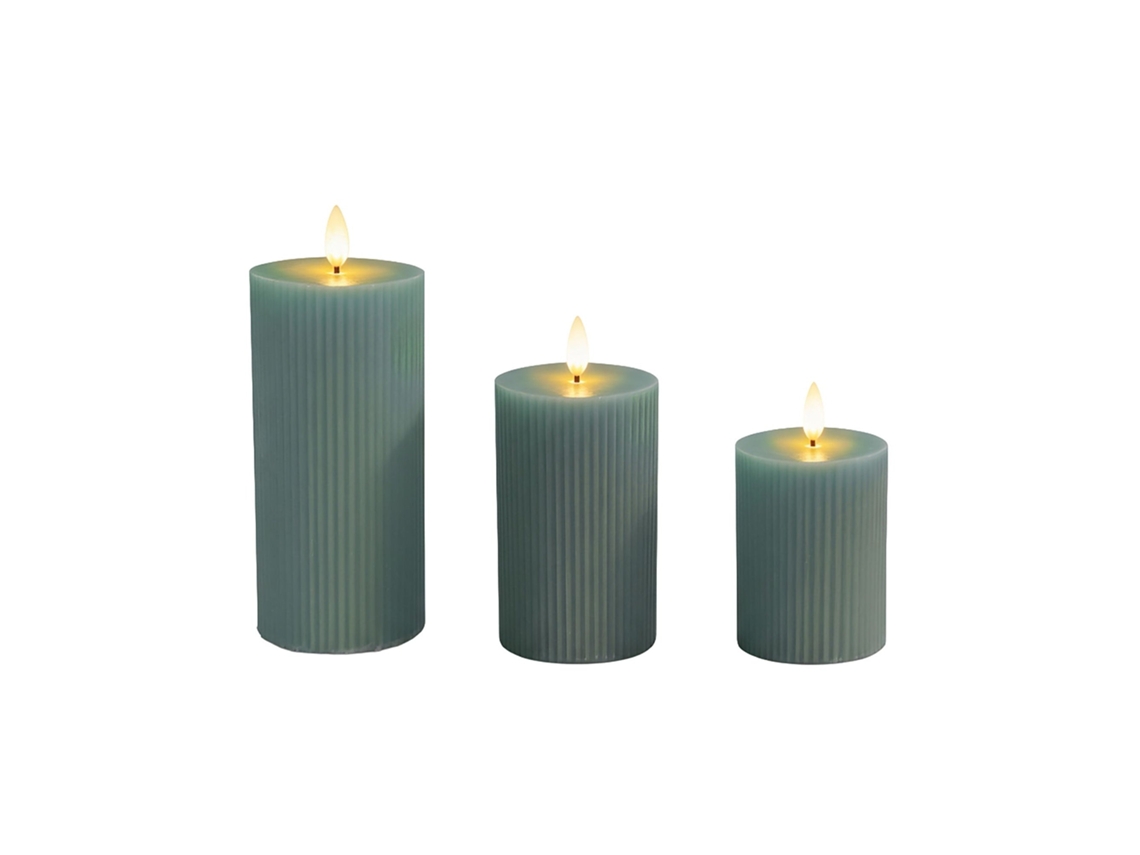 Conjunto De 3 Velas Led Sem Chama Feitas De Cera Real
