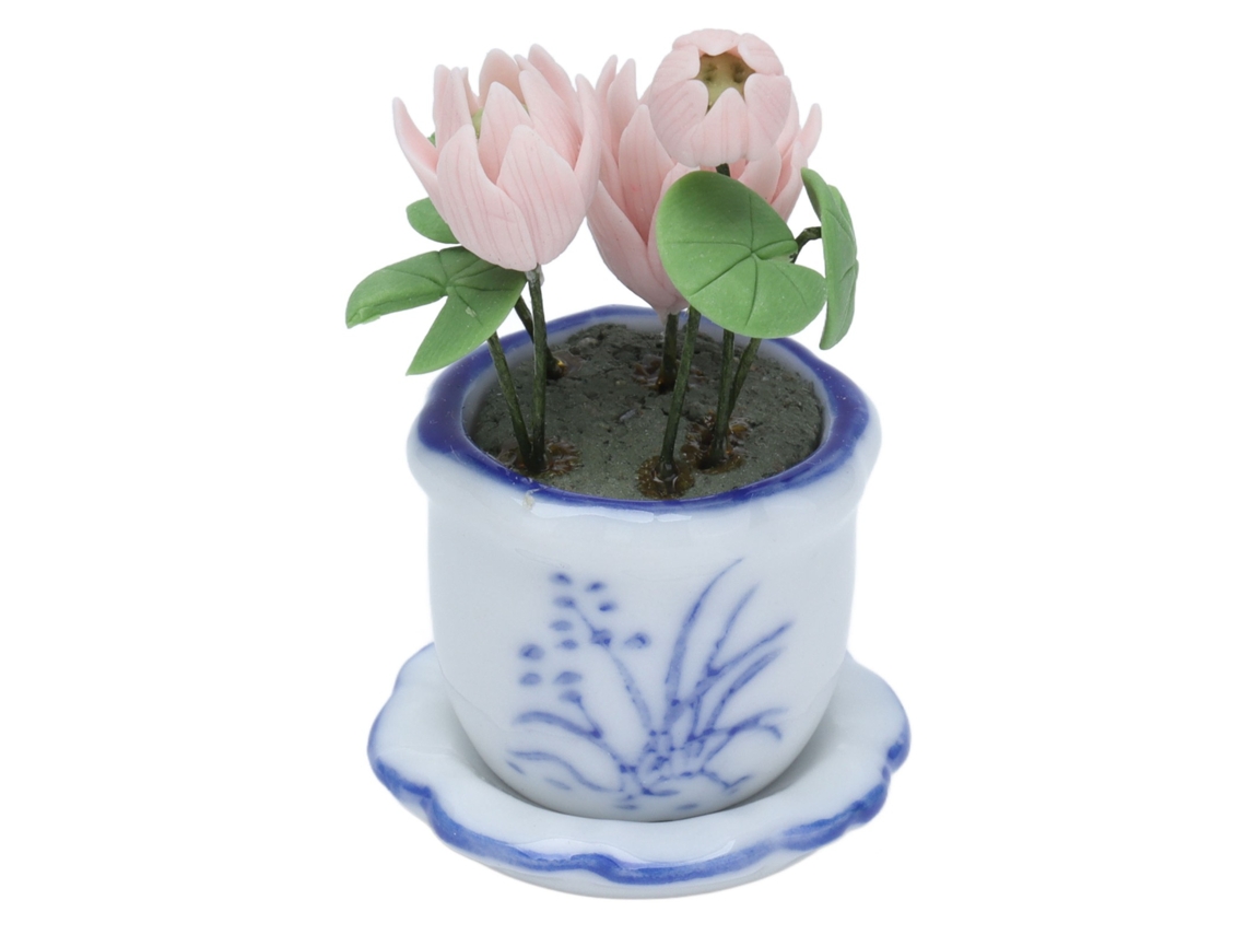 Primerox flor em Vaso Miniatura Casa de Bonecas 1:12 Bonsai Simulado Presente Infantil Decoração