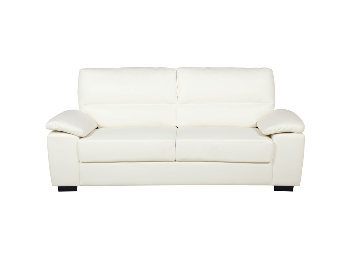 Sofá De 3 Lugares BELIANI Vogar De Pele Sintética Branco Creme 195x74x90