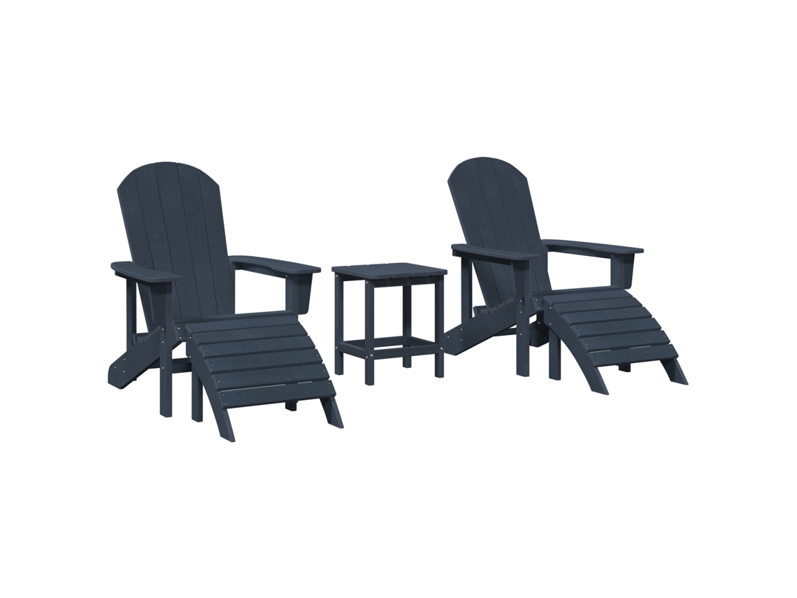 Conjunto 3 Cadeira De Jardim Vidaxl Azul-marinho Polietileno (83 X 74 X 92 Cm)