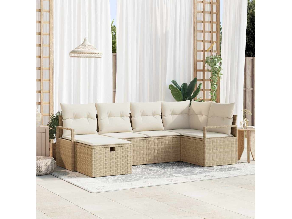 Vidaxl Conjunto De Sofás 6 Unid. 6-número De Lugares Bege E Creme