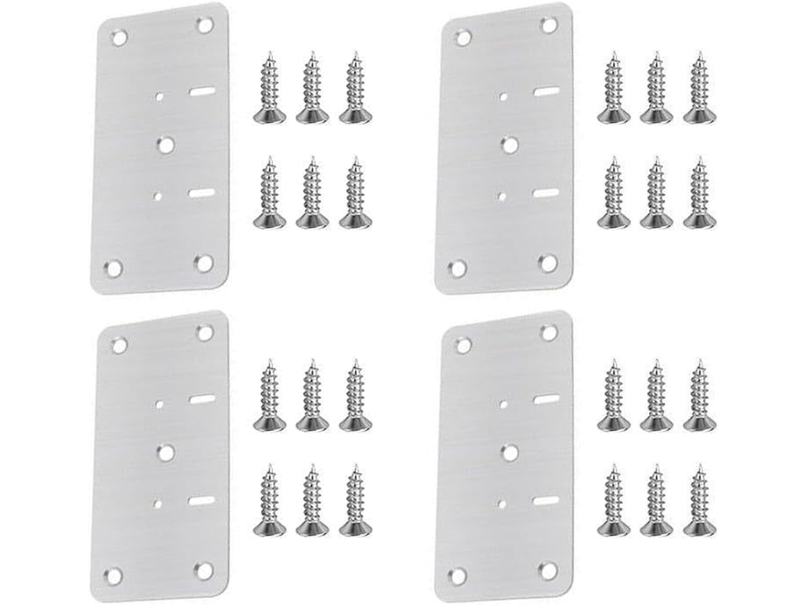 Placa De Reparo Dobradiças Em Aço Inoxidável Para Portas Armários, Gavetas E Molduras 4 Peças