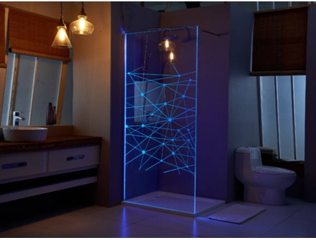 Painel de Duche com Luzes Led SHOWER DESIGN Tecla (Vidro - 200x120x0.8 cm)