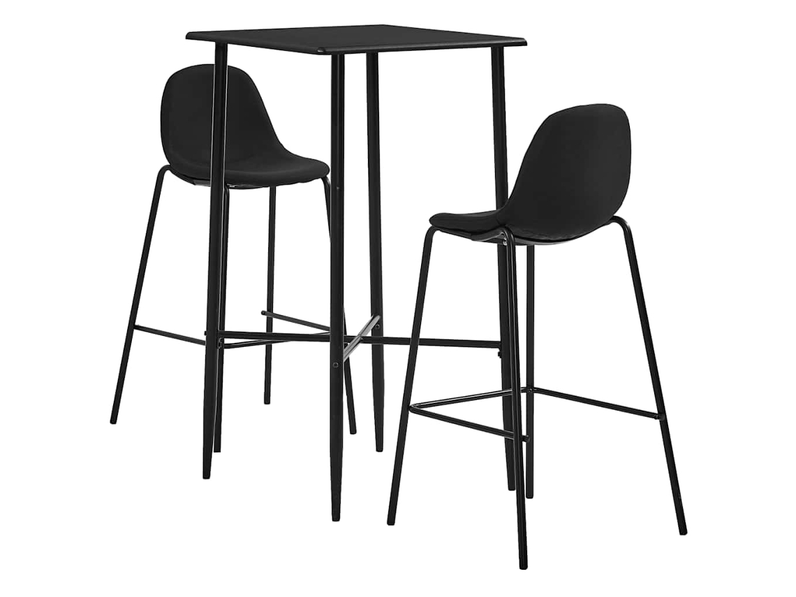Vidaxl 3 Pcs Conjunto De Bar Tecido Preto