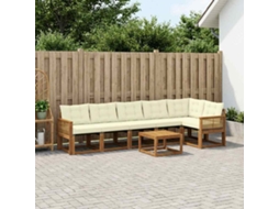 Vidaxl Conjunto De Sofás Para Exterior 7 Unid. Natural E Creme