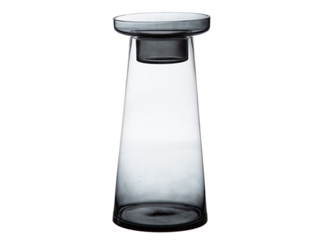 Porta-velas BIGBUY HOME em Vidro (Cinzento - 16.50 x 16.50 x 35 cm)
