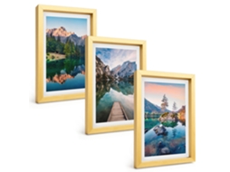 Pinturas Murais Modernaslagos De Montanha, Floresta, Reflexo Moldura Dourada Fotos Para O Corredor Espelharte (3 Peças 20x30 Cm)