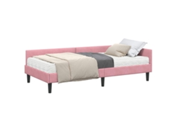 SYFAX™ Estrutura de Cama de Canto com Colchão 2 Pcs Cinzeto Veludo