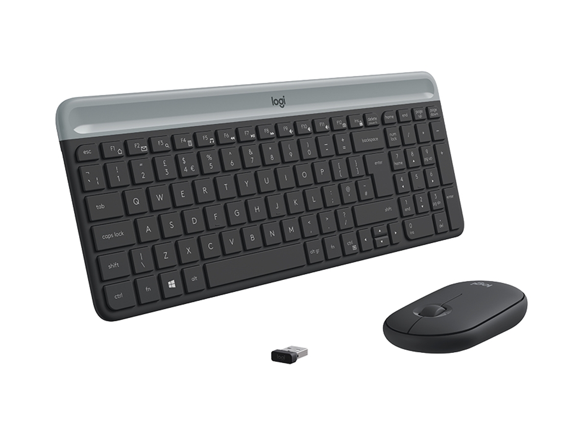 Teclado LOGITECH Mk470 (Wireless - Suiço - Cinzento) + Rato