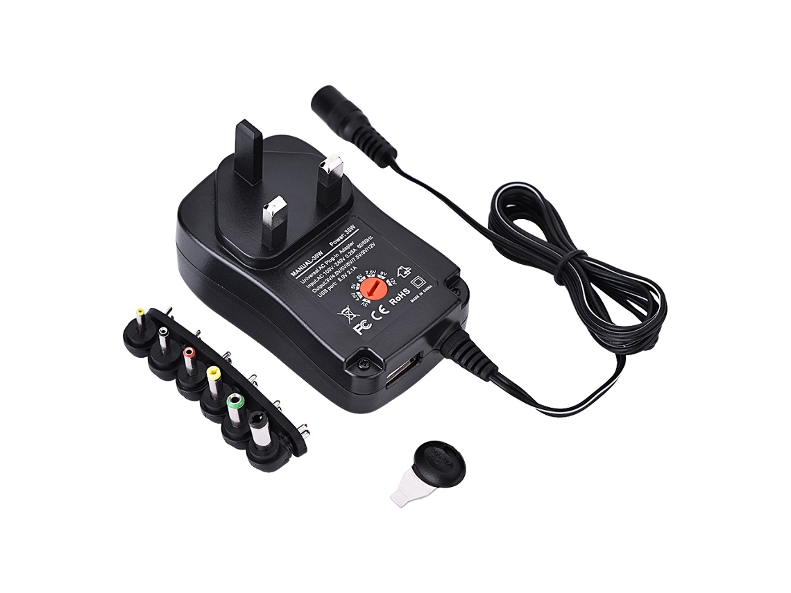 Adaptador Universal de Energia 30W com 6 Pontes e USB 5V 2.1A | S/MARCA