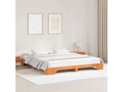 Vidaxl Estrutura Da Cama Marrom Cera 200 X 200 Cm