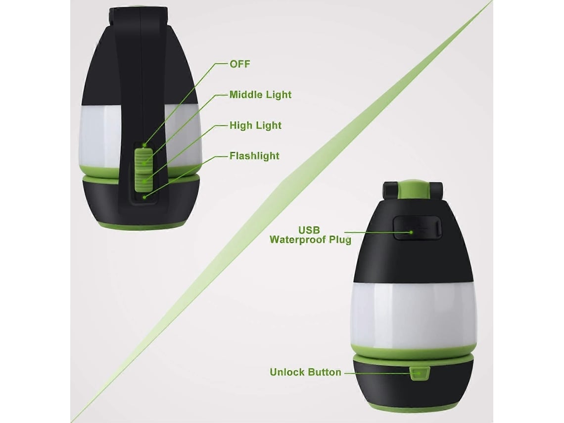 Rebe linterna de Camping Recargable 3 En 1 Con Batería 2000mah Lámpara de Mesa Led Impermeable para Senderismo Exterior Interior