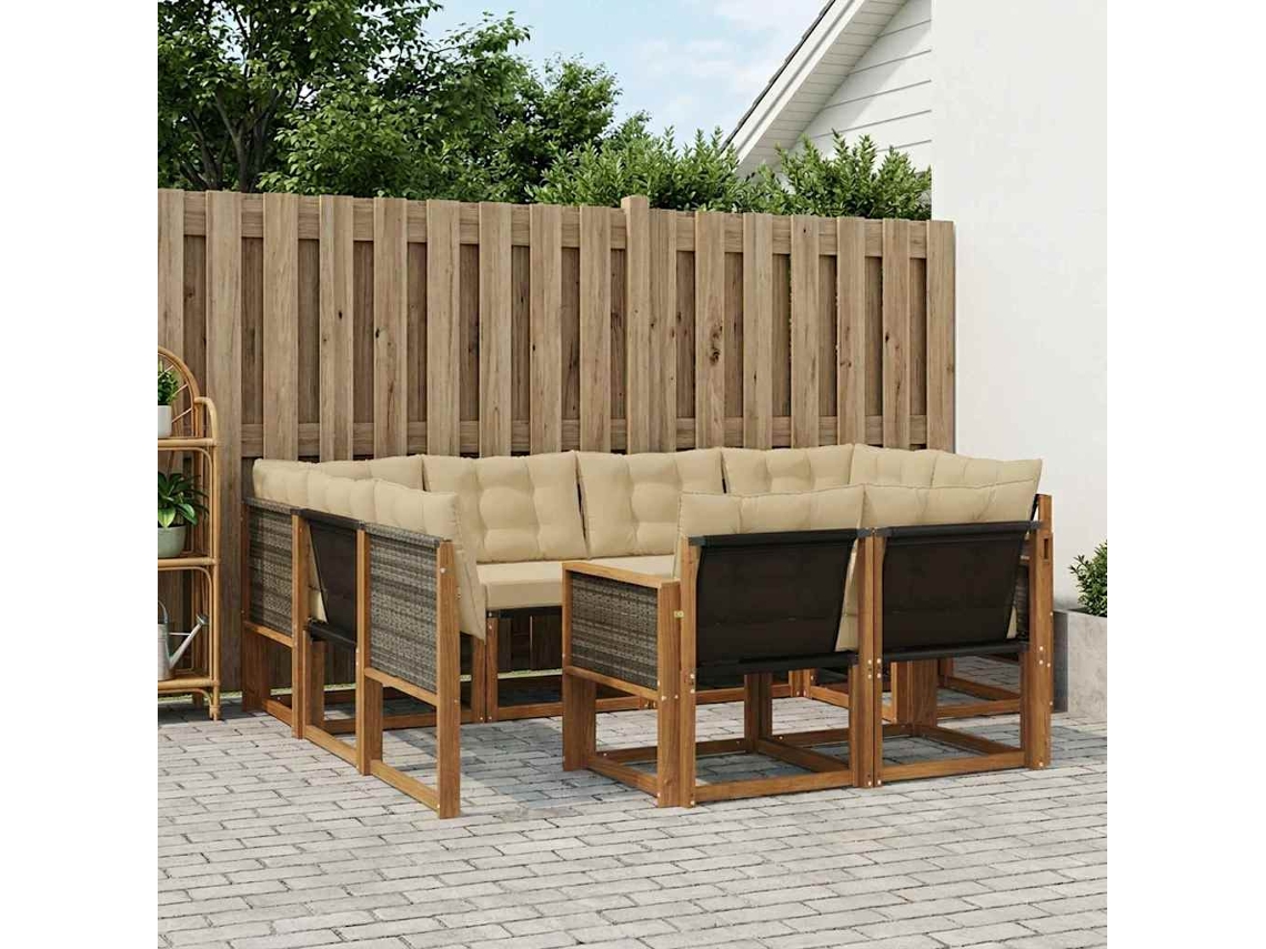 Vidaxl Conjunto De Sofás Para Exterior 7 Unid. Natural E Bege