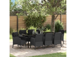 Vidaxl Conjunto De Jantar Para Jardim 9 Unid. Preto Vime Pe
