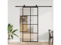Vidaxl Porta Deslizante C/ Conj. Ferragens 90x205cm Vidro Esg Preto