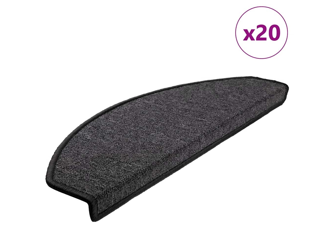 Vidaxl Tapetes De Escada 20 Peças 65x24x4 Cm Antracite Meio Redondo Grande