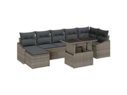 Conjunto 8 Conjunto De Sofá De Jardim Vidaxl Cinzento Vime Pe (100 X 55 X 73 Cm)