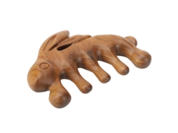 Pente De Massagem De Cabelo Com Dentes Largos Em Sândalo Para Scalp, Gua Sha E Massagem De Pescoço E Costas Com Forma Animal
