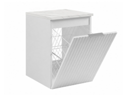 Móvel De Casa De Banho Suspenso Com Cesto, Branco / Tampo Mármore Bianco, Puxador Prateado, 40 X 46 X 58,6 Cm