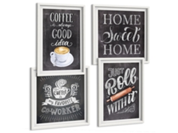 Pinturas Murais Modernas Café, Rolo, Aconchego Do Lar Moldura Branca Quadros Para A Sala De Estar Espelharte (conjunto De 4 Imagens)