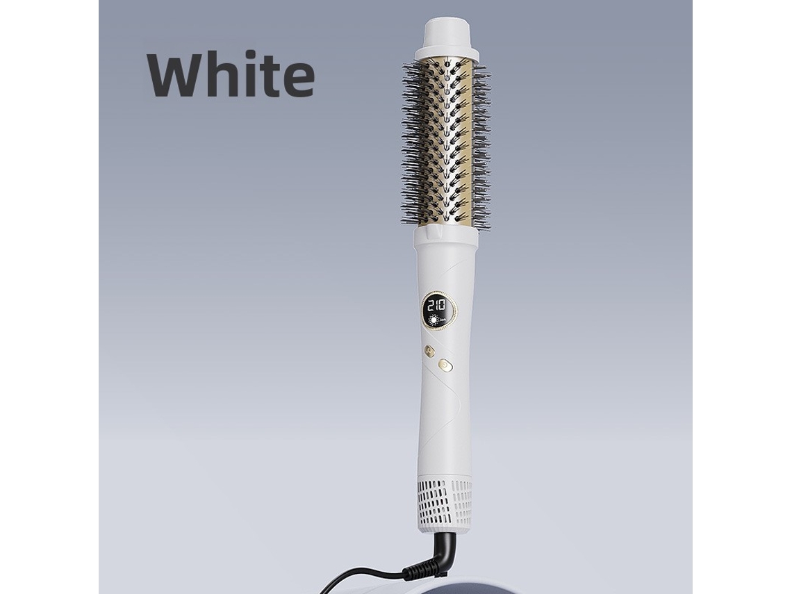 Escova Secadora Branca Display Temperatura Ajustável Cilindro Babyliss Alisador 2 Em 1