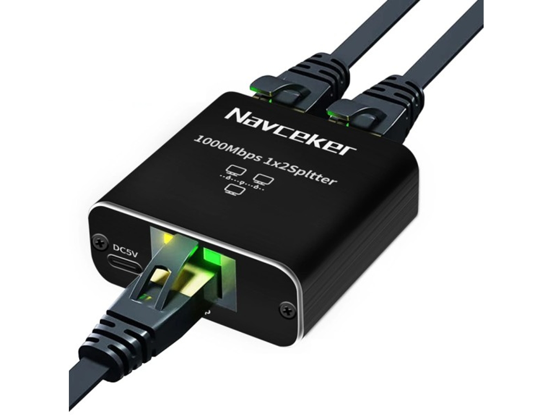 Adaptador Divisor De Cabo De Rede Lan Ethernet De 1 Para 2 Vias, Acoplador Gigabit Para Laptop. Aquaforge