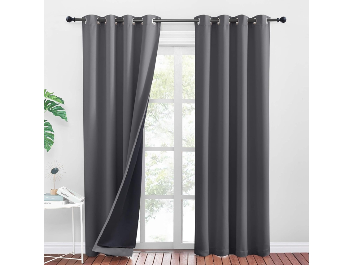 Cortinas Opacas Com Olhos De Alfinete 2 Painéis 52x84, Isolantes Térmicos, Privacidade (cinza)