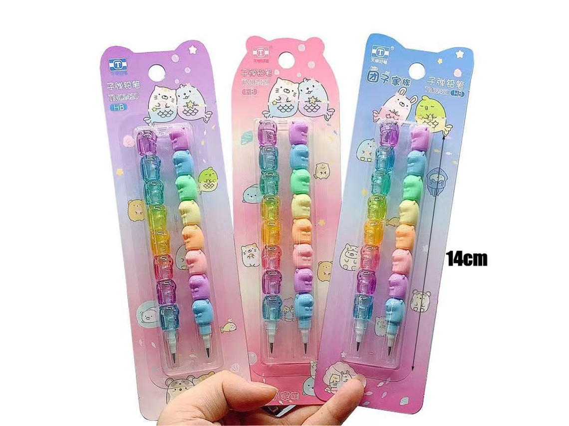 2 Lápis Mecânicos Fofos Em Formato De Urso (não Precisa Apontar) - Material Escolar