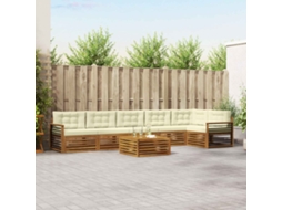 Vidaxl Conjunto De Sofás Para Exterior 7 Pcs Natural E Creme