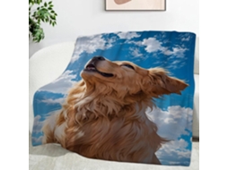 Manta Nuvem Golden Retriever 100x130 Cm Multifuncional Macia e Aconchegante em Flanela Ideal para Escritório C