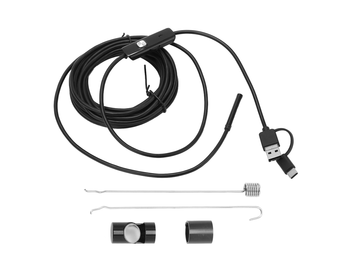 YURU endoscópio Flexível 3 em 1, 5.5mm, IP67, Inspeção de Android e PC, 5m