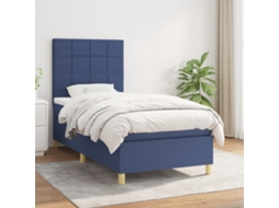 Vidaxl Cama Com Molas/colchão 80x200 Cm Tecido Azul