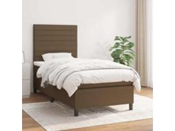 Vidaxl Cama com Molas/colchão 90x200 Cm Tecido Castanho escuro