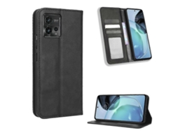 Capa De Celular Motorola Moto G72 4g Com Fecho Magnético E Textura Retrô Em Couro.