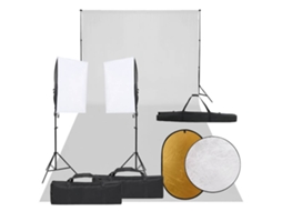 Vidaxl Kit Estúdio Fotográfico C/ Conj. De Iluminação/fundo/refletor