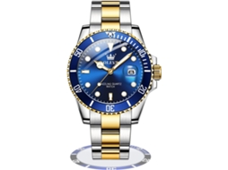 Lurelia Relógio Cronógrafo Masculino, Movimento De Quartzo, Data/calendário, Luminoso, Aço Inoxidável, Resistente À Água 30m, Prata, Azul