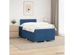 Vidaxl Cama Box Spring Com Colchão E Led Azul 120 X 200 Cm Tecido