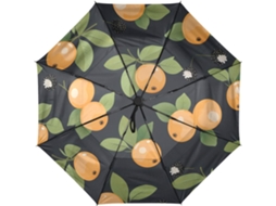Guarda Chuva de Viagem Automático com Estampa Laranja Repetida Resistente Resistente Tecido Férias