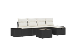 Conjunto 6 Conjunto De Sofá De Jardim Vidaxl Preto Vime Pe (55 X 55 X 37 Cm)
