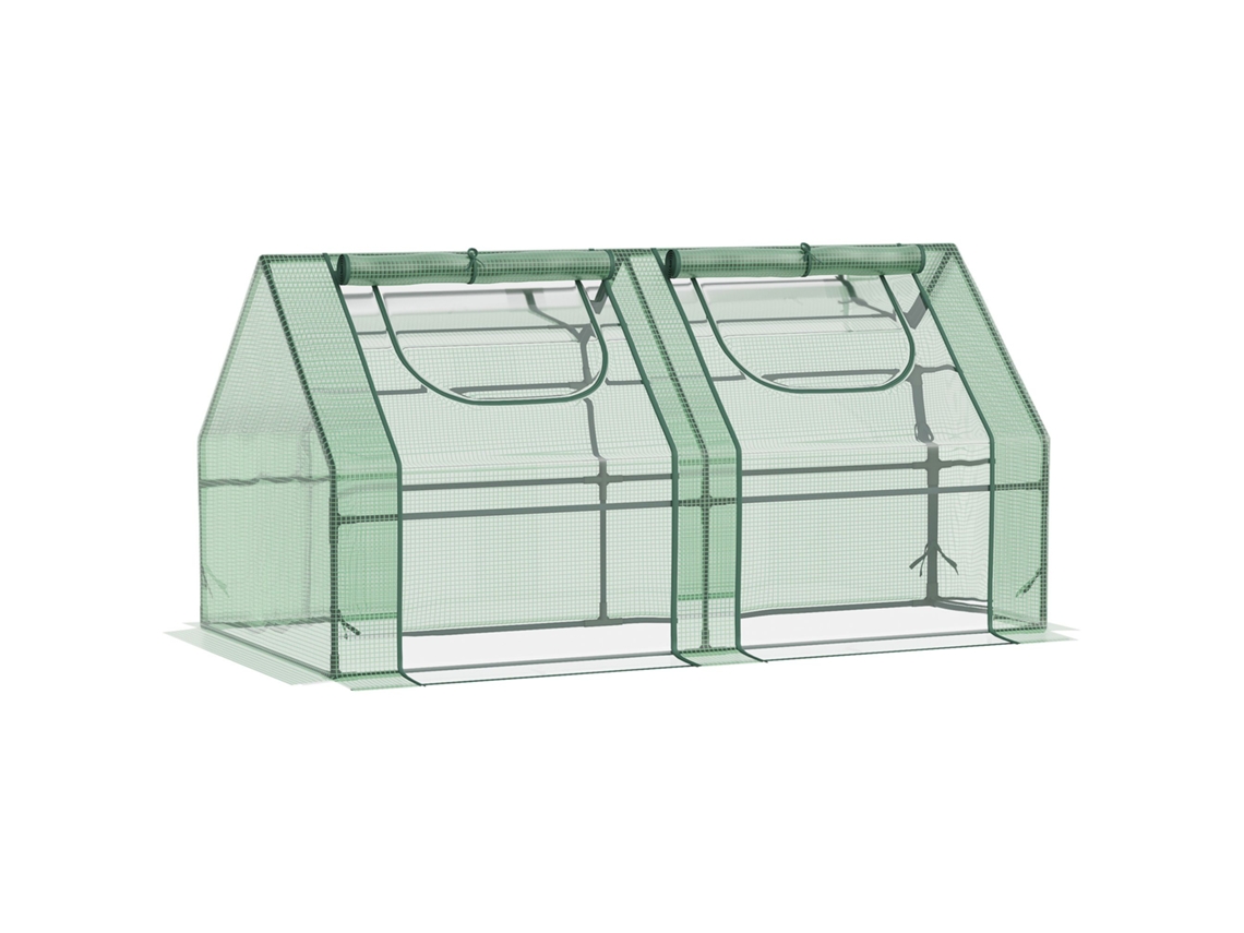 Estufa Pequena OUTSUNNY Aço, PE, PVC e Plástico (Verde - 180x90x90 cm)