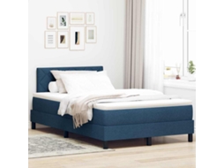 Vidaxl Cama Box Com Almofada Com Cabeceira Azul 120 X 190 Cm Tecido
