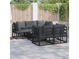 Vidaxl Conjunto De Sofá De Jardim Com Almofada 6 Pcs Preto Aço