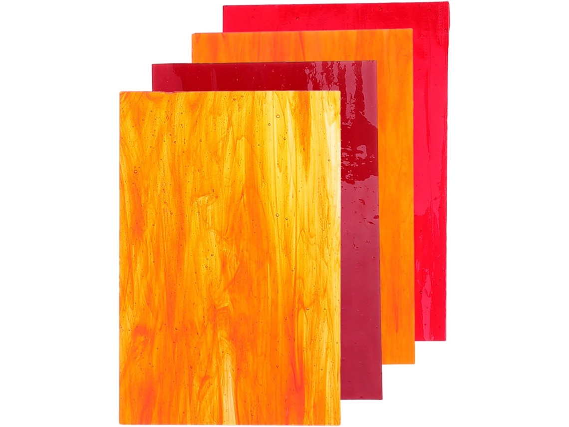 Conjunto De 4 Peças De Vidro Catedral Texturizado E Colorido Para Vitrais Diy.